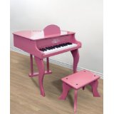New Pink Childs Wood Toy Grand Piano With Bench Kids Piano 30 Key.jpg
